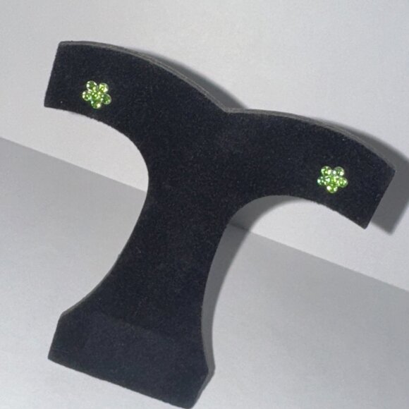 7mm Green Flower Cz And Sterling Post Earrings - Picture 5 of 12